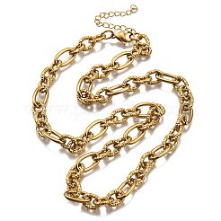 304 Stainless Steel Textured Cable Chain Necklaces&nbsp;NJEW-R023-10G