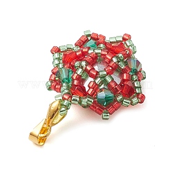 Christmas Glass Rhinestone & Seed Bead Pendants&nbsp;PALLOY-MZ00252