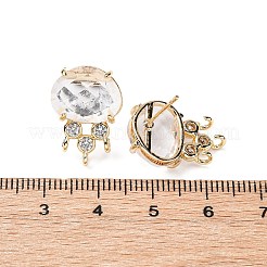 Brass Micro Pave Cubic Zirconia Stud Earring Findings with Natural Quartz Crystal&nbsp;KK-Z096-05G-08