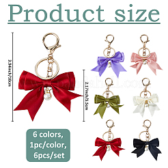 6Pcs 6 Colors Polyester Bowknot Keychain&nbsp;KEYC-FH00074