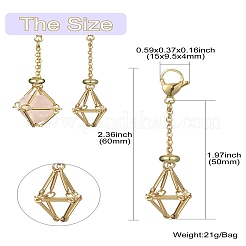 5Pcs Brass Braided Chain Pouch Empty Stone Holder Pendant Decorations&nbsp;HJEW-CJ0001-11G