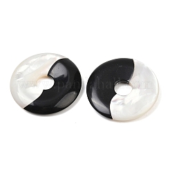Natural Black Onyx(Dyed & Heated) with Natural White Shell Pendants&nbsp;SSHEL-B006-10