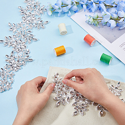 Acrylic Rhinestone Flower Appliques&nbsp;PATC-WH0017-03