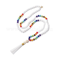 Chakra Gemstone Round Beaded Turtle Pendant Necklaces&nbsp;NJEW-JN05076