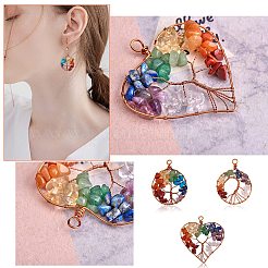 6Pcs 3 Styles Natural Gmestone Copper Wire Big Pendants&nbsp;FIND-SZ0002-72