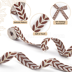 18 Yards 6 Colors Polyester Leaf Jacquard Ribbons&nbsp;SRIB-CY0001-18