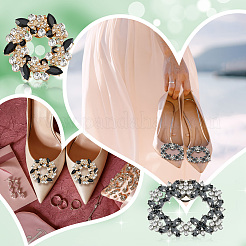 4Pcs 2 Styles Flower Brass Rhinestone Shoe Decorations&nbsp;AJEW-GA0006-94A