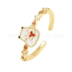 Brass Micro Pave Cubic Zirconia Enamel Cuff Open Rings&nbsp;CU-CBACDF6-04G