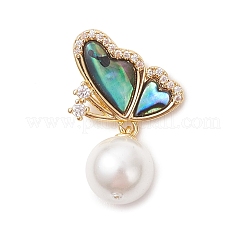 3Pcs 3 Sizes Natural Paua Shell with Round White Shell Pearl Pendants&nbsp;PALLOY-JF05085