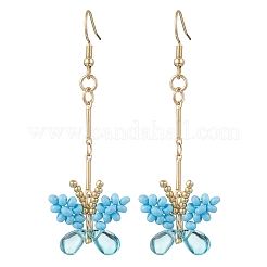 Handmade Glass Seed Beads Butterfly Dangle Earrings&nbsp;EJEW-MZ00445-05