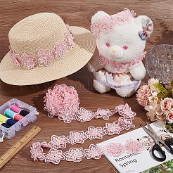 Organza Lace Trim with Resin Imitation Pearl Beads&nbsp;OCOR-WH0085-53A