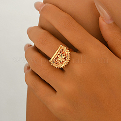 Brass Geometric Floral Finger Rings for Women&nbsp;CO0398