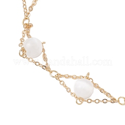 Natural Moonstone Round Beads Link Bracelets for Women&nbsp;BJEW-JB12149-01
