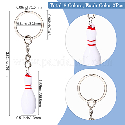 16Pcs 8 Colors Alloy Resin Pendant Keychain&nbsp;KEYC-SP0001-36
