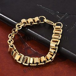 304 Stainless Steel Box Chain Bracelets for Women Men&nbsp;BJEW-F488-47G