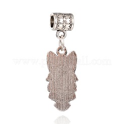 Owl Tibetan Style Alloy European Dangle Charms&nbsp;PALLOY-I115-14AS