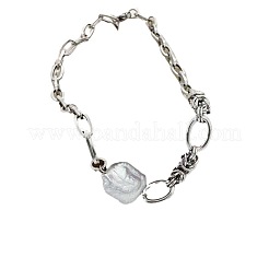201 Stainless Steel & Nuggets Baroque Natural Keshi Pearl Link Chain Necklaces for Women&nbsp;FS-WGBF5BB-01
