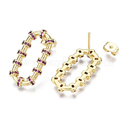 Brass Micro Pave Cubic Zirconia Stud Earrings&nbsp;EJEW-T014-53G-NF