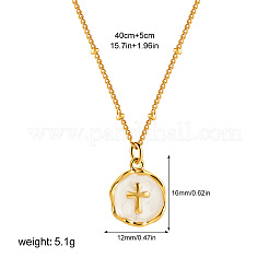 304 Stainless Steel Enamel Flat Round Pendant Necklaces for Women&nbsp;FS-WGF87E1-03
