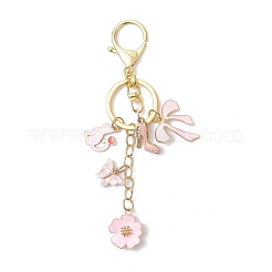 Cat Shape with Flower Alloy Enamel Keychains&nbsp;KEYC-JKC01407-01