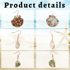 3 Pairs 3 Styles Natural Shell Dangle Earrings&nbsp;EJEW-AN0002-76