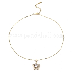 Star Light Gold Brass Micro Pave Cubic Zirconia Pendant Necklaces&nbsp;NJEW-E105-21KCG