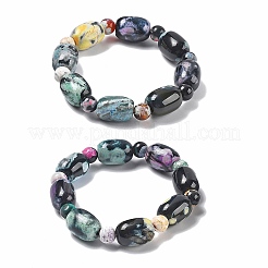 Natural Fire Crackle Agate Bead Stretch Bracelets&nbsp;G-P570-01C
