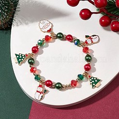 Alloy Enamel Santa Claus Christmas Tree Charm Bracelets&nbsp;X1-BJEW-TA00465