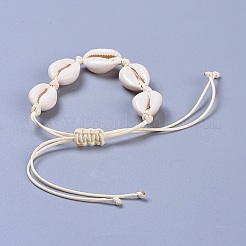 Adjustable Cowrie Shell Braided Bead Bracelets&nbsp;X-BJEW-JB04278