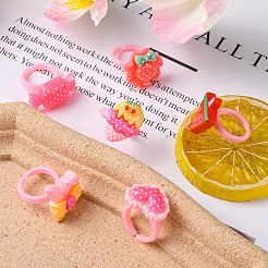 Cute Mixed Shape Acrylic Kid's Cuff Rings&nbsp;RJEW-R130-02-B