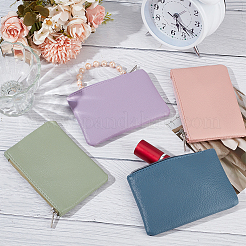 4Pcs 4 Colors Litchi Print PU Leather Zip Pouches&nbsp;ABAG-CP0001-06