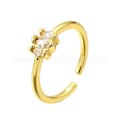 Brass Micro Pave Cubic Zirconia Cuff Rings for Women&nbsp;RJEW-H247-35G-01