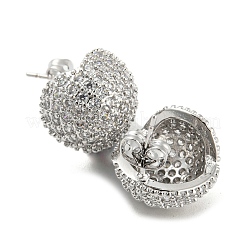 Round Shape Brass Micro Pave Clear Cubic Zirconia Stud Earrings&nbsp;EJEW-Q785-11P