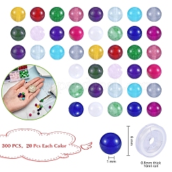 375Pcs 15 Colors Round Natural White Jade Beads and Elastic Thread&nbsp;DIY-SZ0004-21
