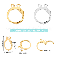 160Pcs 2 Colors Brass Leverback Earring Findings&nbsp;KK-FH0002-92