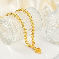 Brass Full Yellow Cubic Zirconia Heart Pendant Necklaces for Women&nbsp;NJEW-M079-01A