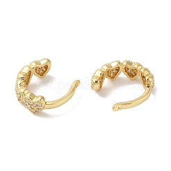 Heart Brass Micro Pave Cubic Zirconia Cuff Earrings for Women&nbsp;EJEW-P281-04G