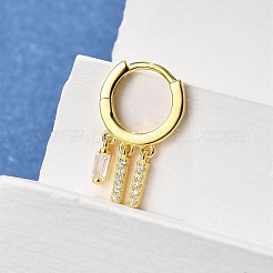 Rectangle 925 Sterling Silver Micro Pave Clear Cubic Zirconia Hoop Earrings for Women&nbsp;EJEW-K307-02G