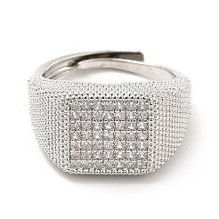Rack Plating Brass Micro Pave Cubic Zirconia Rings&nbsp;RJEW-E064-11P