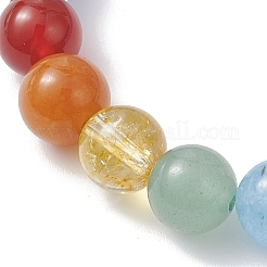 Natural Dyed Blue Lace Agate & Green Aventurine & Dyed Lapis Lazuli & Quartz Crystal & Red Aventurine & Carnelian & Dyed Quartz & Amethyst Beads Stretch Bracelets for Women&nbsp;BJEW-JB12934-01