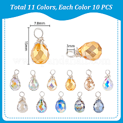 110Pcs 11 Colors Electroplate Glass Pendants&nbsp;PALLOY-PH01894