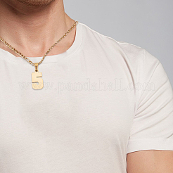 1Pc 304 Stainless Steel Figaro Chain Number Pendant Necklaces&nbsp;NJEW-BBC0001-28E-G