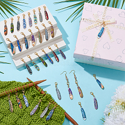 34Pcs 17 Colors Alloy Enamel Feather Pendant Decorations&nbsp;HJEW-PH02324