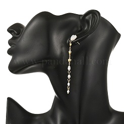 Natural Cultured Freshwater Pearl & Brass Dangle Earrings&nbsp;EJEW-JE07375