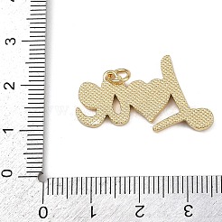 Word Love Theme Brass Enamel Pendants&nbsp;KK-B150-19G-02