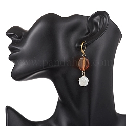 Flower Shell & Acryli Leverback Earrings&nbsp;EJEW-JE06847
