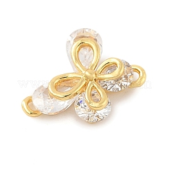 Brass Micro Pave Cubic Zirconia Connector Charms&nbsp;KK-U056-04G