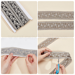 Polyester Hollow Embroidered Lace Trim&nbsp;OCOR-WH0079-13B