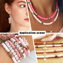 2 Strands Flat Round Handmade Polymer Clay Beads&nbsp;CLAY-SC0001-54B