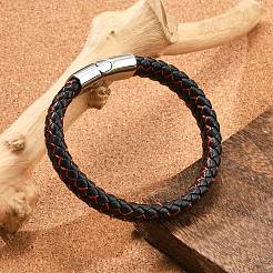 Braided Microfiber Leather Cord Bracelets for Men&nbsp;BJEW-Z081-14P